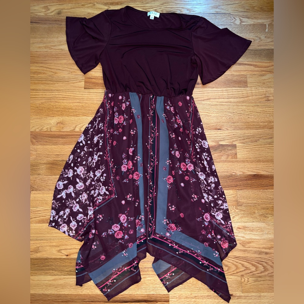 Elle Floral Maroon Dress